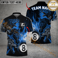 Maxcorners Billiards 8-Ball Fire Wolfpack Multicolor Customized Name, Team Name 3D Shirt