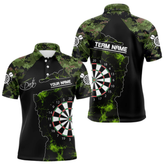 Maxcorners Camo Pattern Green With Flame Dartboard Dart Shirts For Men, Custom Dart Jerseys LM054