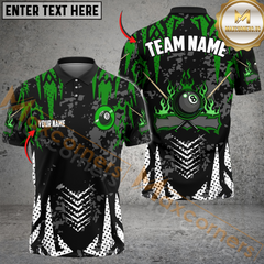 Maxcorners Billiards 8-Ball Fire Spike Multicolor Customized Name, Team Name 3D Shirt