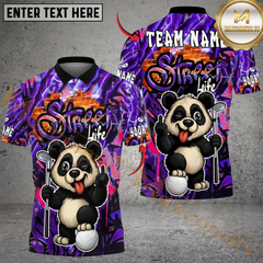 Maxcorners Street Swing Panda Golf Polo Shirt, Customized Name & Team Name 3D Shirts (4 Colors)