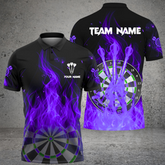 Maxcorners Darts Three Arrow Flame Customized Name, Team Name 3D Polo Shirt
