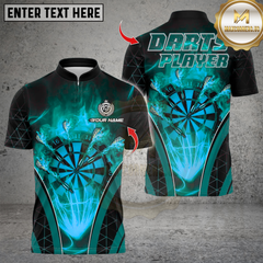 Maxcorners Personalized Name Dart Polo Shirt, Fire Darts Design ,Custom Team Shirt for Men, Gift for Darts Players