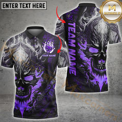 Maxcorners Skull Flame Bowling Jersey Multicolor Customized Name, Team Name 3D Shirts