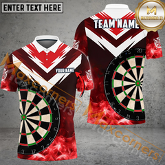 Maxcorners Darts Fire Thunder Smoke Pattern Multicolor Option Customized Name, Team Name 3D Polo Shirt