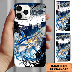 Maxcorners Marlin Fishing Phone Case Abstract Splash Modern Art Personalized Name 3D Phone Case