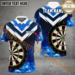 Maxcorners Darts Fire Thunder Smoke Pattern Multicolor Option Customized Name, Team Name 3D Polo Shirt