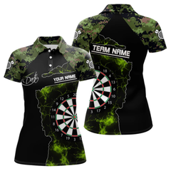 Maxcorners Camo Pattern Green With Flame Dartboard Dart Shirts For Men, Custom Dart Jerseys LM054
