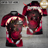 Maxcorners Moon Wolf With Bowling Multicolor Customized Name, Team Name 3D Shirts