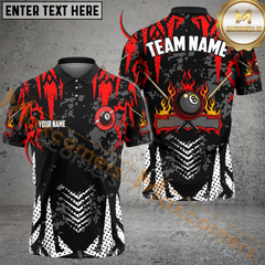 Maxcorners Billiards 8-Ball Fire Spike Multicolor Customized Name, Team Name 3D Shirt