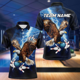 Maxcorners Custom Blue Lightning Thunder storm Eagle Men Bowling Shirts, Bowling Team Jerseys Outfits LM233