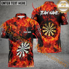 Maxcorners Darts Fire Mutilcolor Options Personalized Name, Team Name 3D Polo Shirt