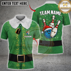 Maxcorners Funny Bowling Lights Elf Multicolor Customized Name, Team Name 3D Shirt