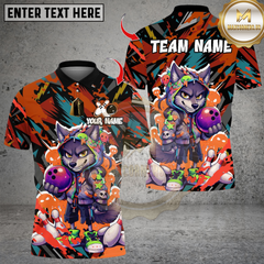 Maxcorners Bowling Graffiti Streetwear Wolf Bowling Multicolor Customized Name, Team Name 3D Shirts