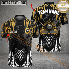 Maxcorners Billiards 8-Ball Fire Spike Multicolor Customized Name, Team Name 3D Shirt