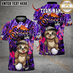 Maxcorners Sloth Street Golf Polo Shirt, Customized Name & Team Name 3D Shirts (4 Colors)