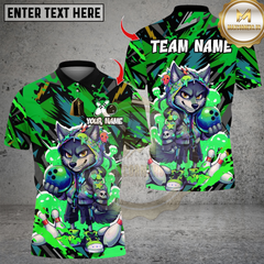 Maxcorners Bowling Graffiti Streetwear Wolf Bowling Multicolor Customized Name, Team Name 3D Shirts