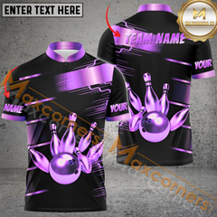 Maxcorners Golden Bowling Jersey Multicolor Option Customized Name, Team Name 3D Polo Shirt