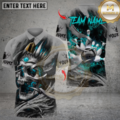 Maxcorners Bowling Skull Multicolor Customized Name, Team Name 3D Shirts
