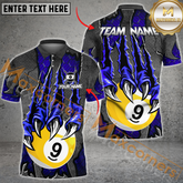 Maxcorners Ball 9 Monster Hand Billiard Jersey Multicolor Options Personalized Name, Team Name 3D Polo Shirt (4 Colors)