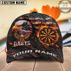 Maxcorners Darts Flaming Eagle Customized Name, Team Name 3D Shirt Personalized Name 3D Cap