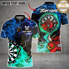 Maxcorners Bullseye Flame Darts Jersey Multicolor Option Customized Name, Team Name 3D Polo Shirt