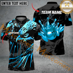 Maxcorners Eagle Golden Ball King Crown Bowling Jersey Multicolor Option Customized Name, Team Name 3D Polo Shirt