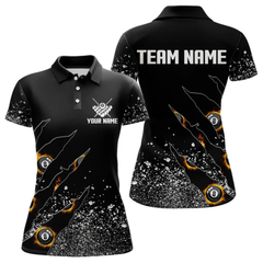 Maxcorners Custom 8 Ball Fire Black Grunge Billiard Shirts For Men, Billiard Team Shirts Pool Jerseys LM1605