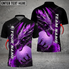 Maxcorners Golf Dragon Multicolor Option Customized Name, Team Name 3D Polo Shirt