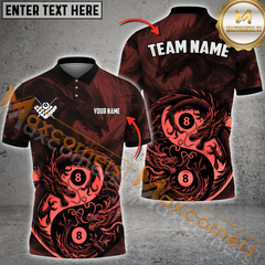 Maxcorners Billiard Ball 8 Dragon Yin Yang Pool Multicolor Options Personalized Name, Team Name 3D Polo Shirt