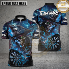 Maxcorners Darts Pirate Captain Skeleton With Dartboard Multicolor Customized Name, Team Name 3D Shirts