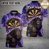 Maxcorners Dart Wolf Purple Lightning Multicolor Options Personalized Name, Team Name 3D Shirt (4 Colors)