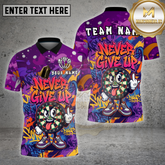 Maxcorners Darts Shirt Never Give Up Dartboard Cartoon Graffiti Multicolor Options Personalized Name, Team Name 3D Shirt (4 Colors)