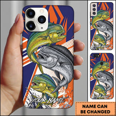 Maxcorner Mahi-mahi Fishing Dynamic Splash Comic Style Personalized Name 3D Phone Case