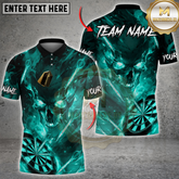 Maxcorners Darts Flaming Skull Fire Board Multicolor Customized Name, Team Name 3D Shirts