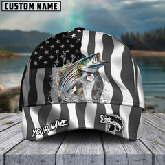 Maxcorners Fishing Black American Flag Sport Personalized 3D Cap (11 Options)
