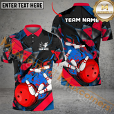 Maxcorners Colorful Flame Throw Bowling Jersey Multicolor Option Customized Name, Team Name 3D Shirt