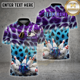 Maxcorners Bowling Shirt Colorful Fur Texture Bowling Pin Design Multioptions Personalized Name, Team Name 3D Shirt (4 Colors)