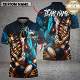 Maxcorners Bowling Shirt Scary Fierce Shark Attack Multioptions Personalized Name, Team Name Unisex 3D Shirt (4 Colors)