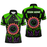 Maxcorners Green Neon Lightning Sunflower Bowling Shirt for Men Custom Team Bowling Polo Bowling Jersey MT1309