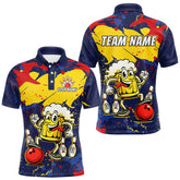 Maxcorners Red & Yellow Funny Beer Bowling Shirt Custom Navy Bowling Jersey for Men Bowling Team LM1112