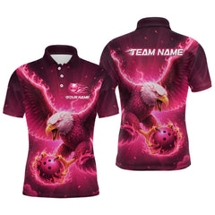Maxcorners Pink Eagle Bowling Shirts for Team Women Men Custom Bowling Polo & 1/4 Zip Shirt MBL235 LM1812