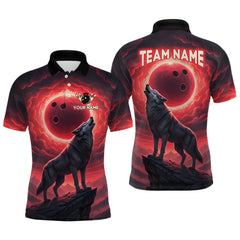 Maxcorners Wolf Bowling Shirts for Team Women Men Custom Bowling Jersey Bowl Polo&1/4 Zip LM1812