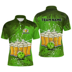 Maxcorners Beer Bowling Shirts Team Women Men Custom Green Bowling Jersey Bowl League
