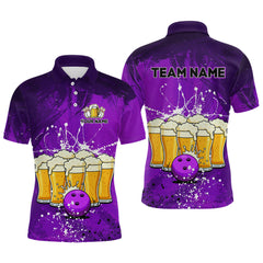 Maxcorners Beer Bowling Shirts Team Women Men Custom Purple Bowling Jersey Bowl League