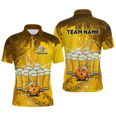 Maxcorners Beer Bowling Shirts Team Women Men Custom Yellow Bowling Jersey Bowl League
