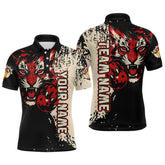 Maxcorners Black&Red Tiger Bowling Shirts for Team Women Men Custom Bowling Polo & 1/4 Zip Shirt LM2110