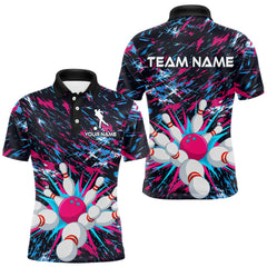 Maxcorners Pink and Purple Bowling Shirts for Team Women Men Bowling Polo and 1/4 Zip Shirt LM1812
