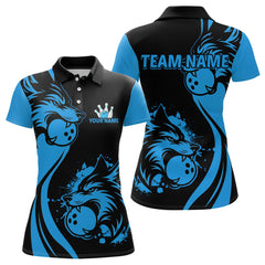 Maxcorners Blue Wolf Bowling Shirts for Team Men Women Custom Wolf Bowling Jerseys for Couples LM3010