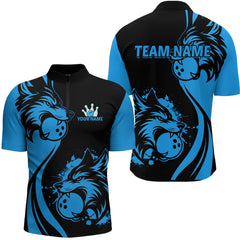 Maxcorners Blue Wolf Bowling Shirts for Team Men Women Custom Wolf Bowling Jerseys for Couples LM3010