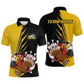 Maxcorners Yellow Turkey Bowling Shirts for Women Men Team Custom Bowling Jerseys Thanksgiving LM0910